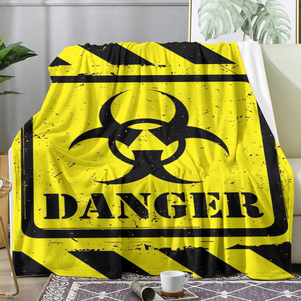 Warning Biohazard Throw Soft Flannel Throw Summer AC Blanket Lightweight Cool Nap Blanket for Sofa Bed Couch Travel