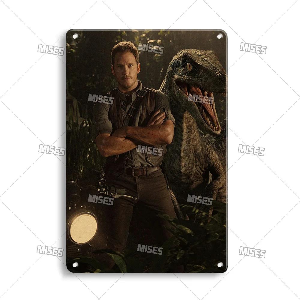 MISES Film Classico Jurassic Park Targa Metallica Pub Targa Metallica Giardino Vecchia Targa Murale Segno Metallico Arrugginito Decorazione Murale Poster Metallico