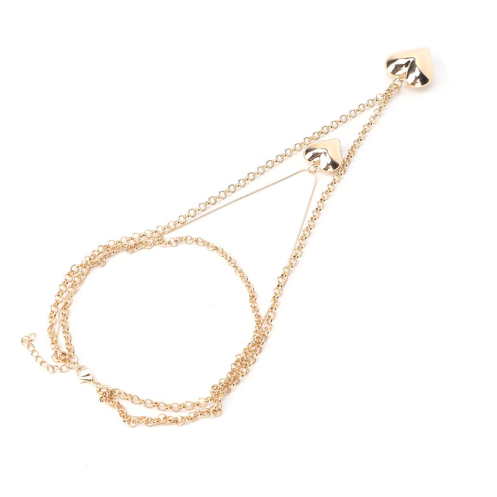 Multilayer Heart Pendant Necklaces Alloy Heart Long Chain Necklaces for Women Gold