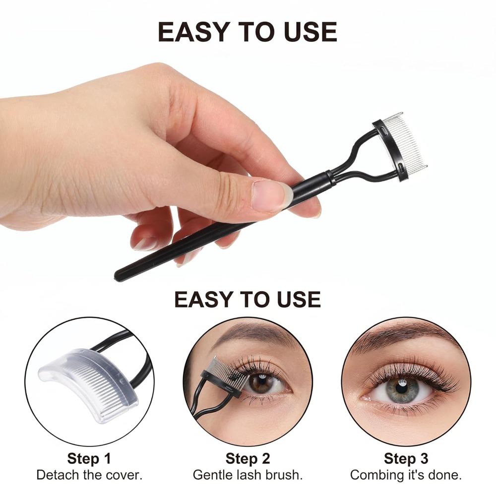 4 Pcs Eyelash Mascara Separator Tool, Portable Eyelash Comb Mascara Brushes, Pink Makeup Applicator Eye Makeup Metal Teeth For Combing,