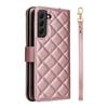 For Samsung Galaxy S22+ 5G Case Rhombus Zipper Pocket Leather Phone Cover with Straps