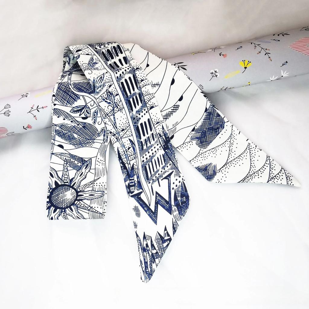 Fashion Skinny Scarf Women Luxury Letter Printing Tie Bag Handle Ribbon Hair Band Women's Headscarf New Lady Design Silk Scarves