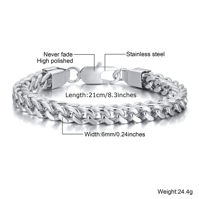 Stylish Stainless Steel Bali Foxtail Chain Bracelet for Men,Double Franco Link Chain Bracelets,Male Jewelry Gift for Dad Son