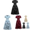 Vintage Renaissance Quadratischer Halsausschnitt Kurzarm Kleid Mittelalterlich Pastoral Cosplay Kleid