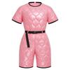 Mens Water Resistant Padded Jumpsuit Short Sleeve Back Invisible Zipper Thigh Length Bodysuit