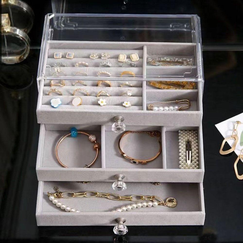 Stackable Acrylic Jewelry Organizer Dustproof Drawer Jewelry Box  Desktop