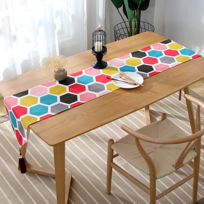 Imitation Cotton and Linen Table Runner Print Multicolour Table Cloth Cover Tablecloth Table Decoration