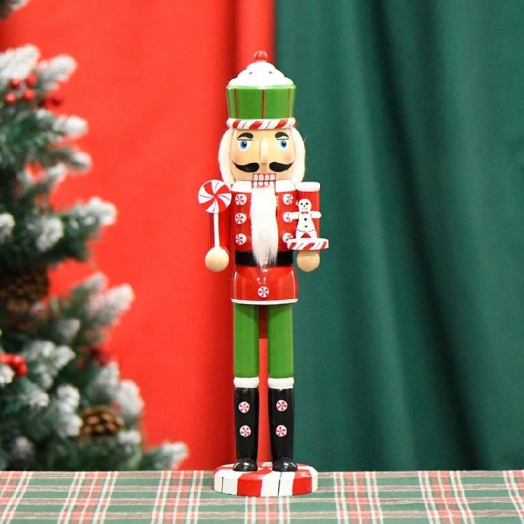 Decorative Wood Nutcrackers Santa with Decorative Swirls Candy for Holidays