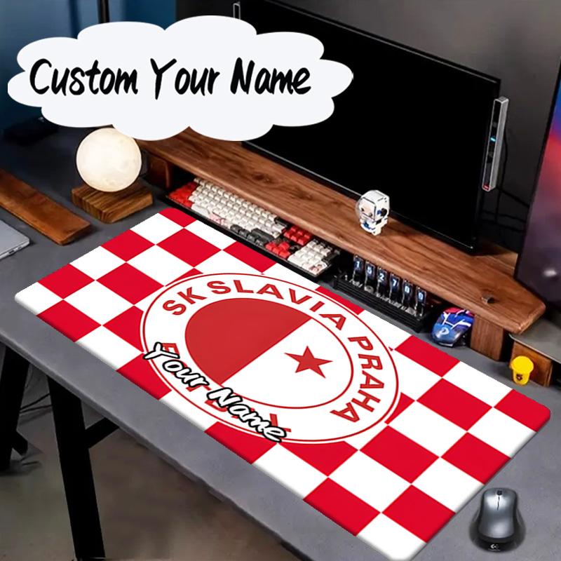 Custom Name Mouse pad Red And White Prague Football Mouse pad, Gaming Mouse Pad, keyboard pad, Desk Decor for computer notebook Fan Birthday Gift