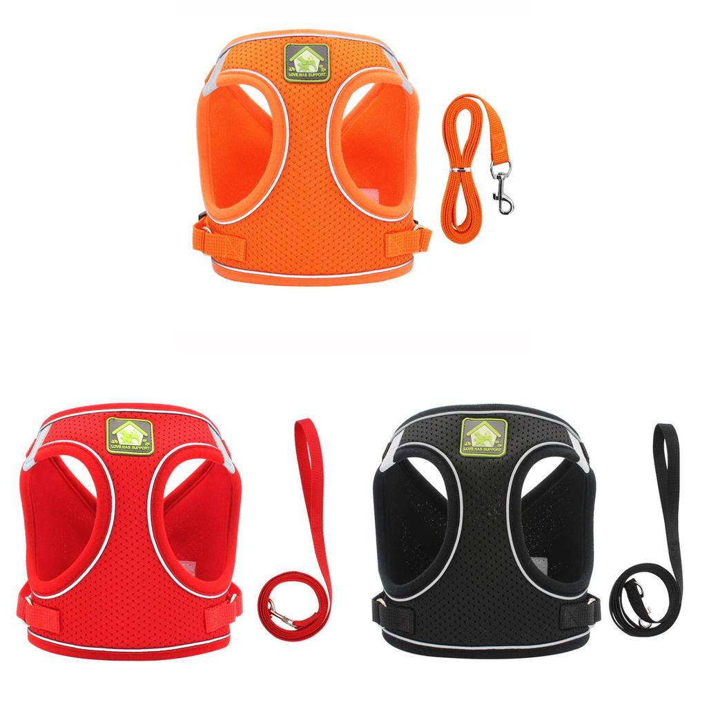 Reflective Pet Harness With Breathable Polyester Material And Adjustable Size For Walking And Training