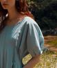 Rie Pintuck Detailed Puff Sleeved Midi Dress Ice Berg