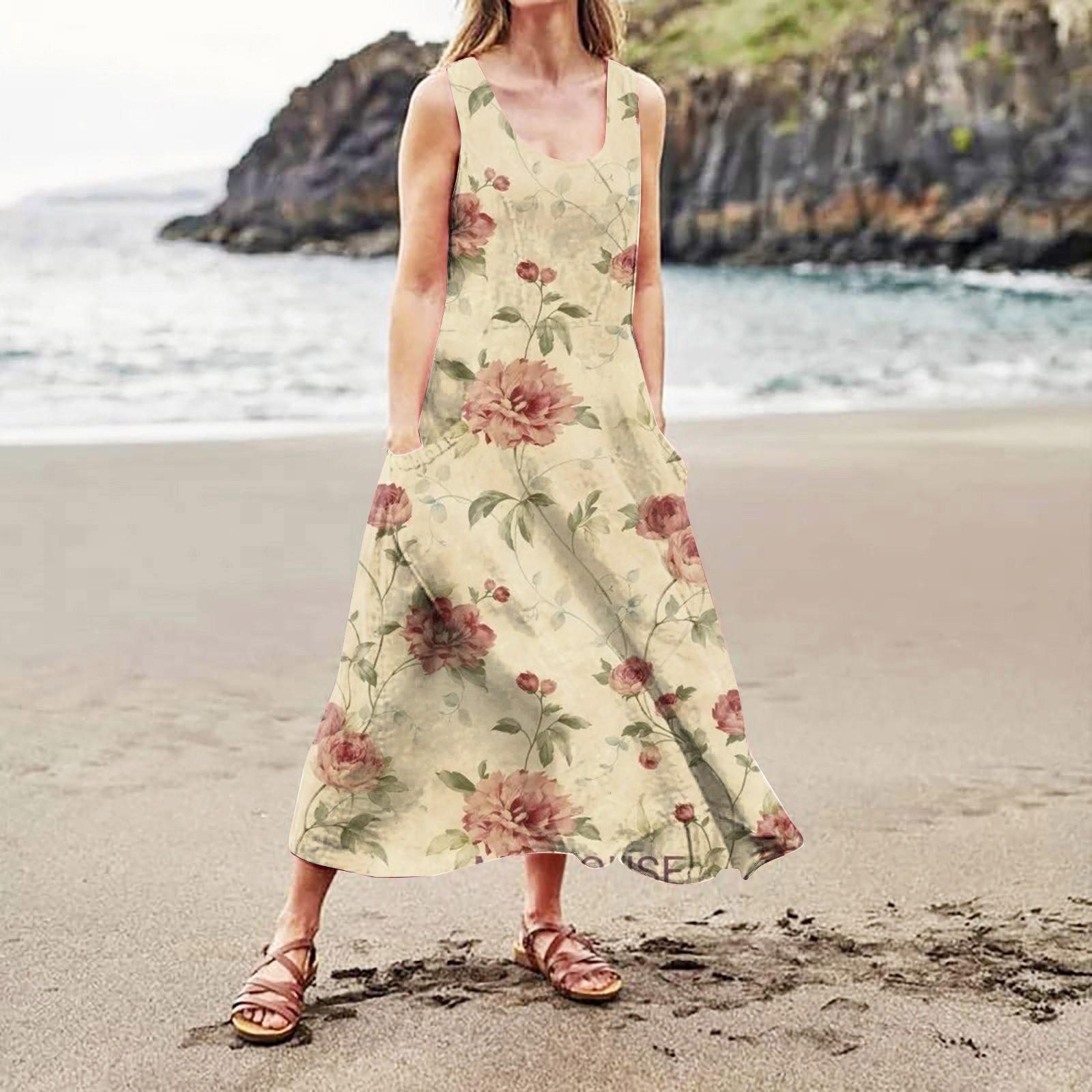 

Женское повседневное удобное хлопковое карманное платье без рукавов с градиентным принтом XXXXL розовый