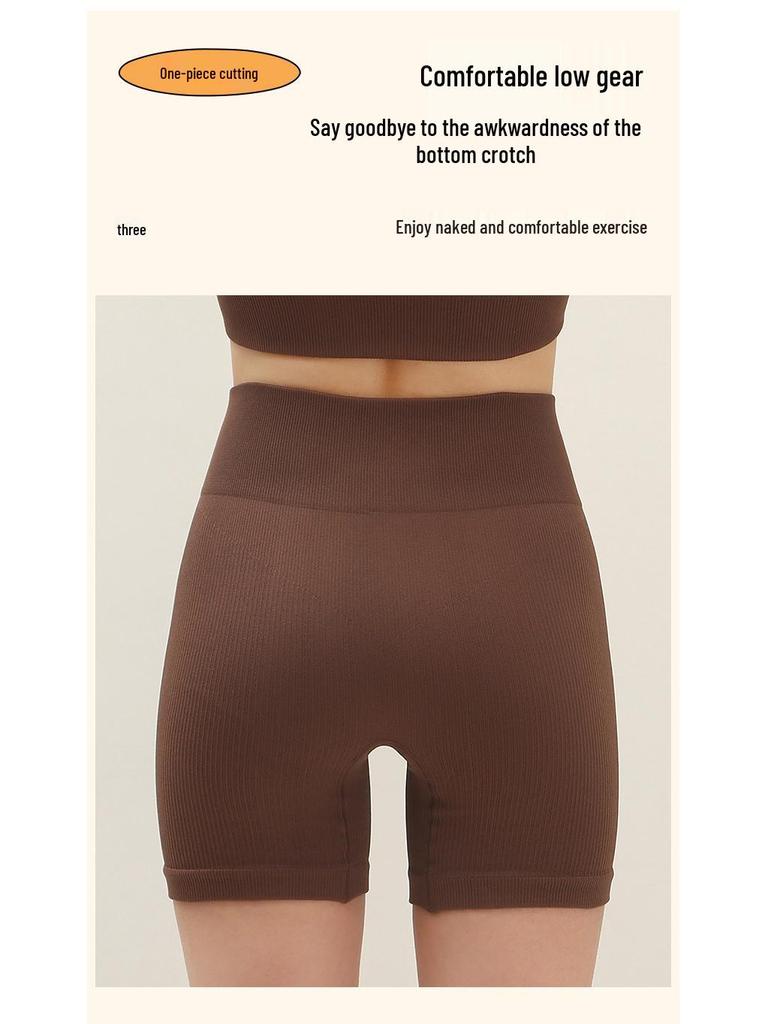 Women's High-Waisted Seamless Ribbed Yoga Shorts - Summer Elastic Three-Point Fit, Hip-Lifting Sportswear