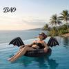 Summer Beach Float Ring Inflatable Pool Float, Creative Bat Wings Decor, Black Thickened PVC Swim for Party Halloween Calm Water Tube