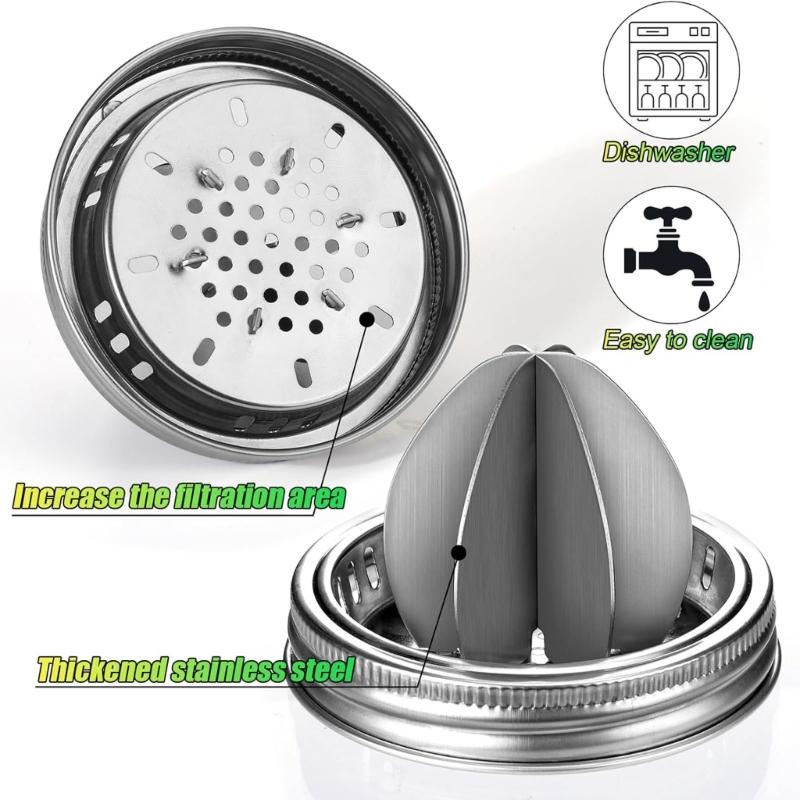Mason Jar Stainless Steel Juicer Lid Wide Mouth Mason Jar Juicer Lid Stainless Steel Manual Citrus Lemon Juicer Lid Home