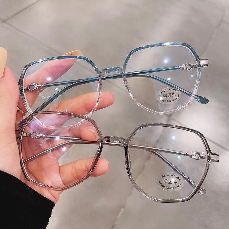 Female Anti-Blue Light Eye Protection Glasses Frame Tr90 Plain Face Thin Face Street Shot Myopia Flat Glasses 30109