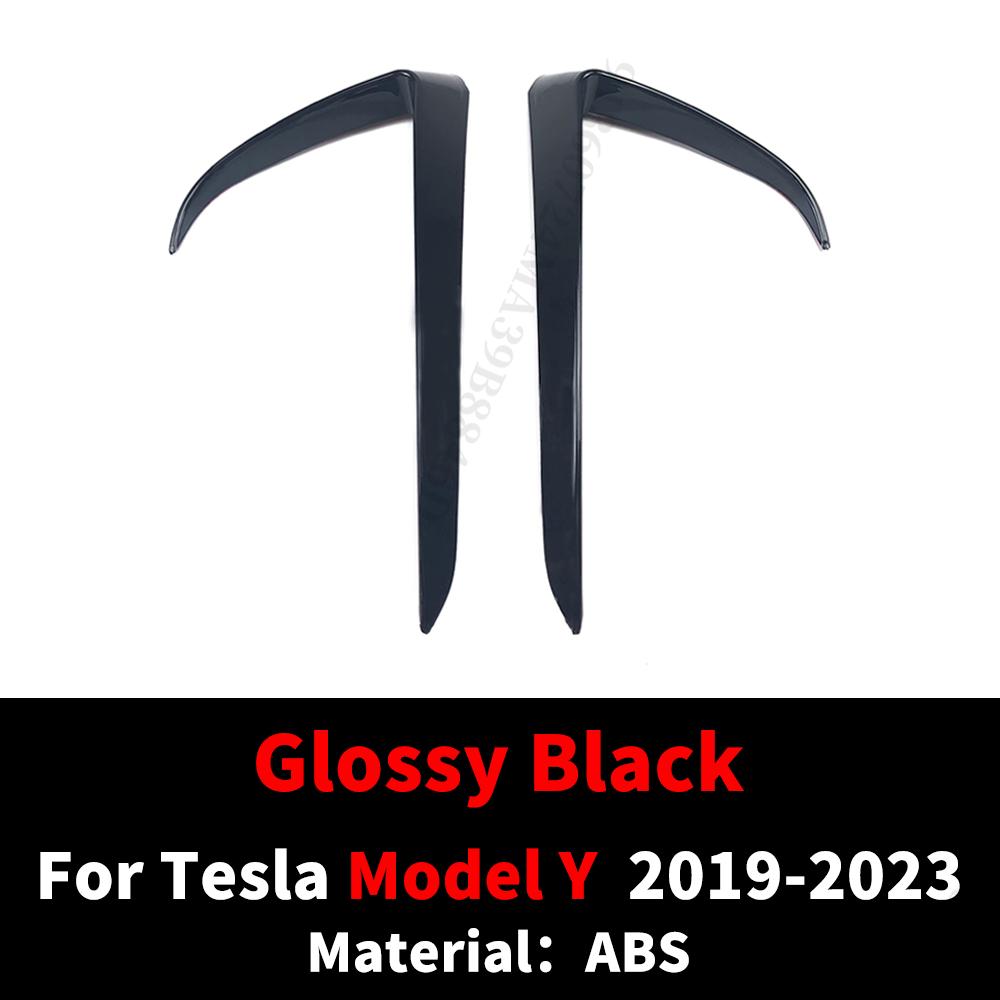 Front Fog Lamp Eyebrow Wind Knife For Tesla Model 3 Y 2016-2023 ABS Glossy Black Fog Lamp Trim Carbon Look Blade Trim Light
