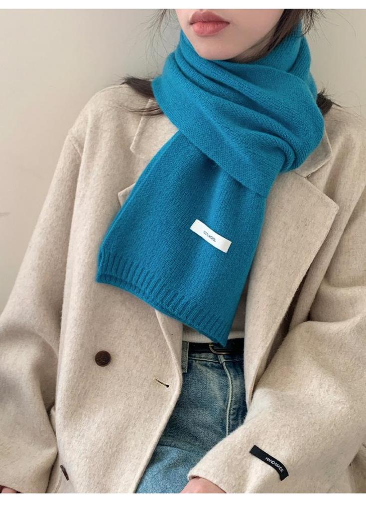 Unisex Solid Color Australian Wool Scarf: Warm, Versatile Knitted Neck Warmer