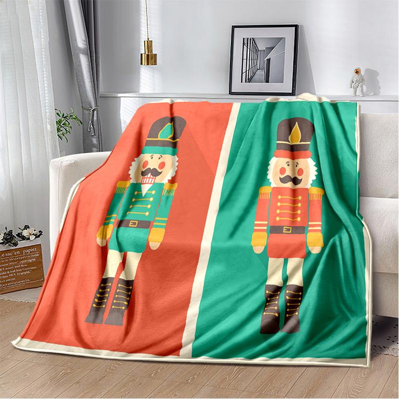 Kreslený Louskáček Vánoční strom Měkká Plyšová Deka, Flanelová Deka Přehoz na Obývací Pokoj Ložnici Postel Pohovku Piknik Děti