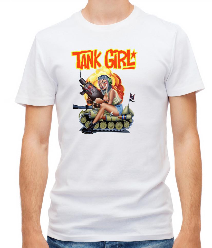 Tank Girl, Short Sleeve White T Shirt Men G001 S