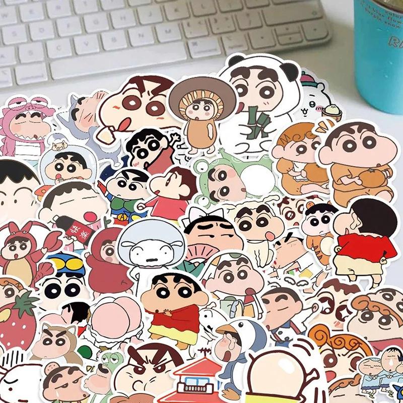 100Pcs Cartoon Anime Cute Crayon Shin Chan Stickers For Car Laptop Phone Stationery Waterproof Decals Decorative Anime Stickers