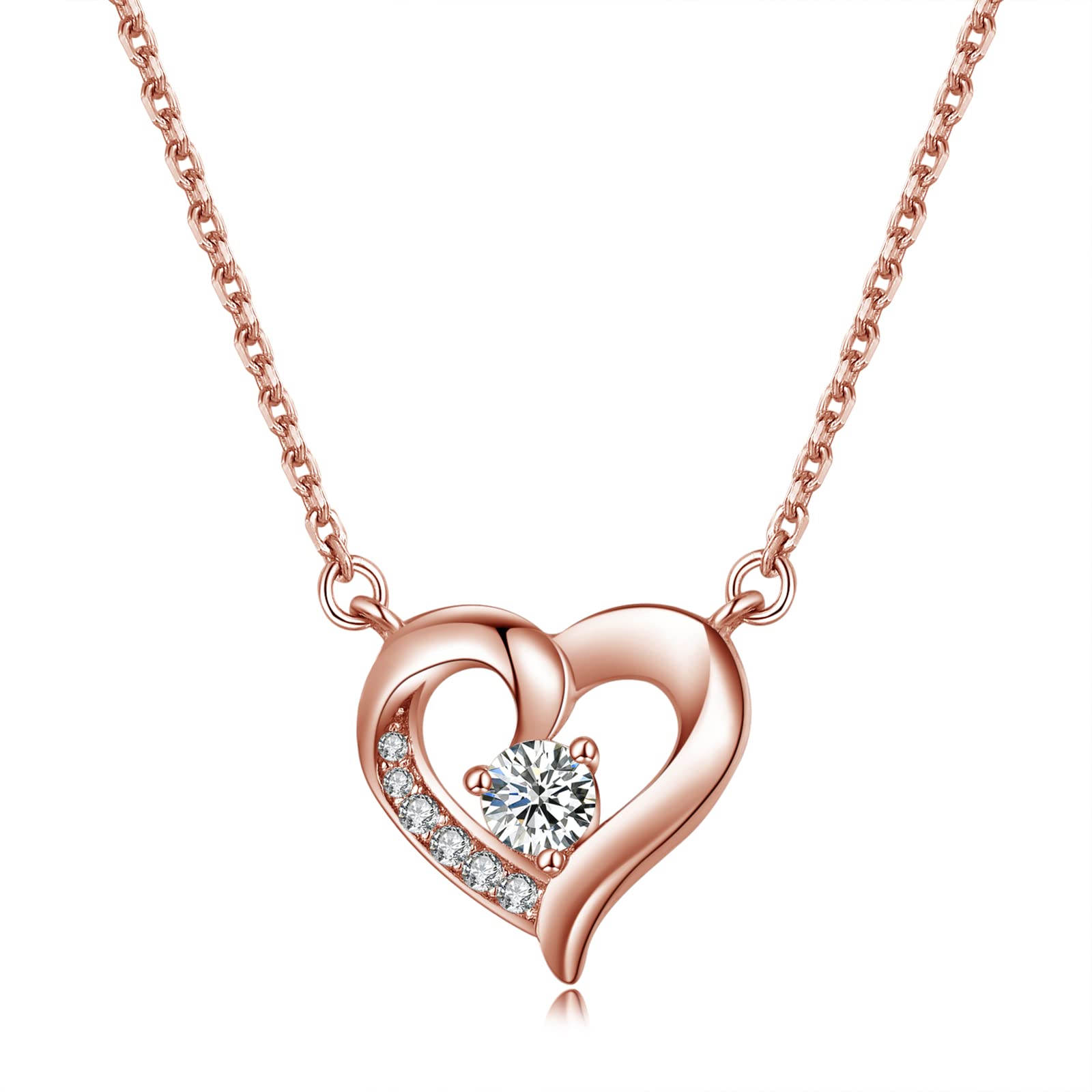 

Heart Necklace for Silver Pink Gold Perfect for Birthday Gifts for Popular [FH.bird] Women, Popular, Simple, Warm Heart 925, Hypoallergenic,