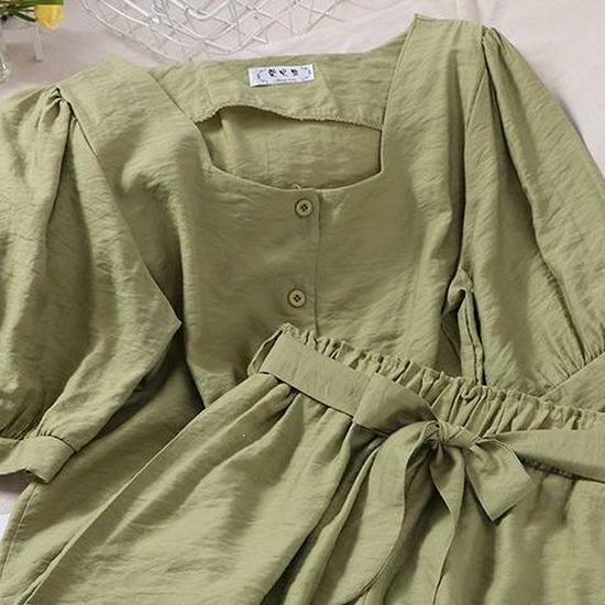 Petite Women's Square Neck Puff Sleeve Top & Elastic Waist Wide Leg Shorts Two-Piece Summer Set