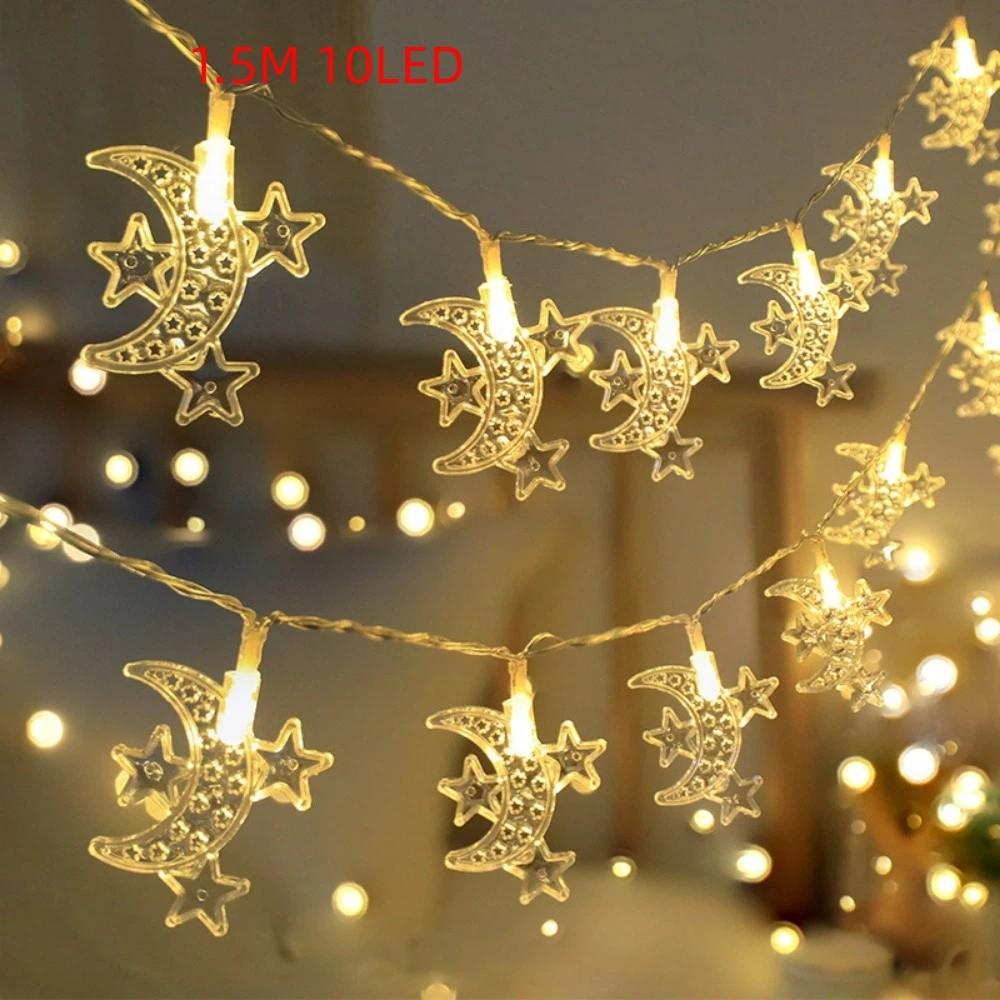 

1.5 M EID Mubarak String Lights 10 LED Decorative Moon Star Castle Lantern Battery Operated Islamic Festival Lights