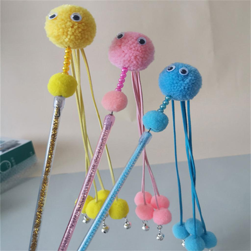 Cats Teaser Wand with Small Bells Long Interactive Stick Toy for Cats Tassel Chasing Funny Pet Cats Training Tools