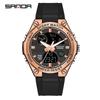 Sanda Trendy Waterproof Sports Watch - Minimalist Design with Dual Display for Students