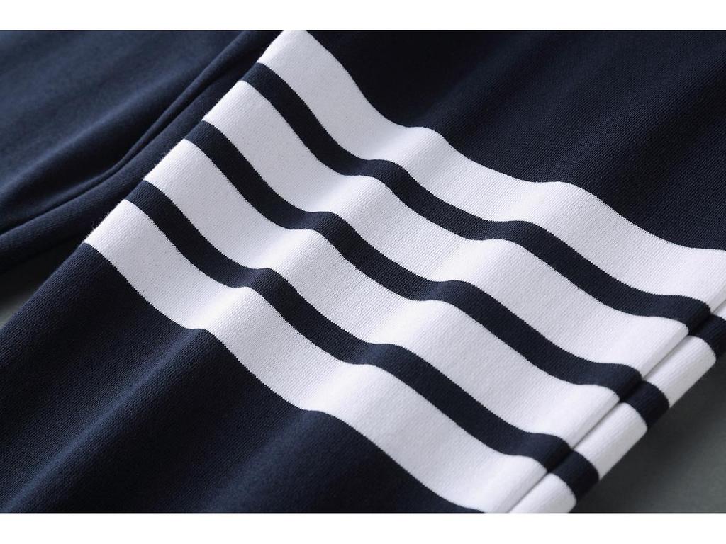 Trend Brand Four-Stripe Terry Cotton Sweatpants: European & American Casual Skinny Fit