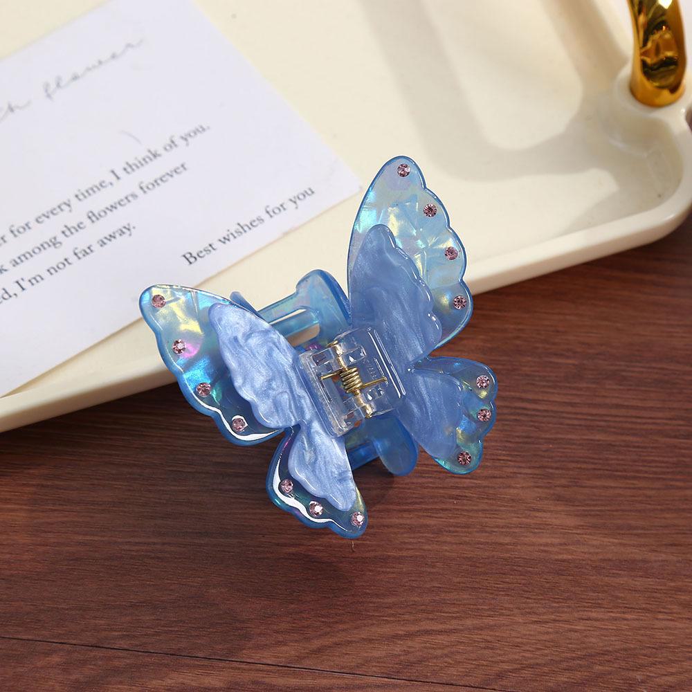 

Французская милая корейская шпилька-бабочка - зажим для волос «Акула» из акрила и ацетата для хвостиков 6.5cm синий