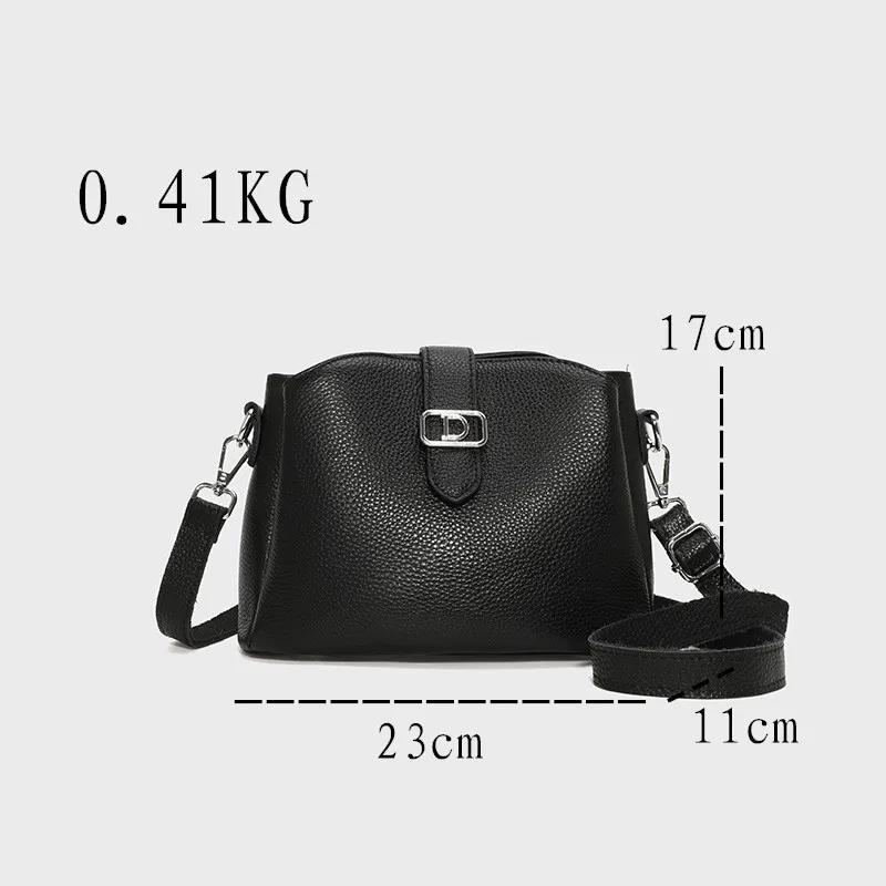 Brand Genuine Leather Handbag  Fashion Luxury Women Shoulder Crossbody Bag Designer Cow Leather Tote Female Messenger Sac