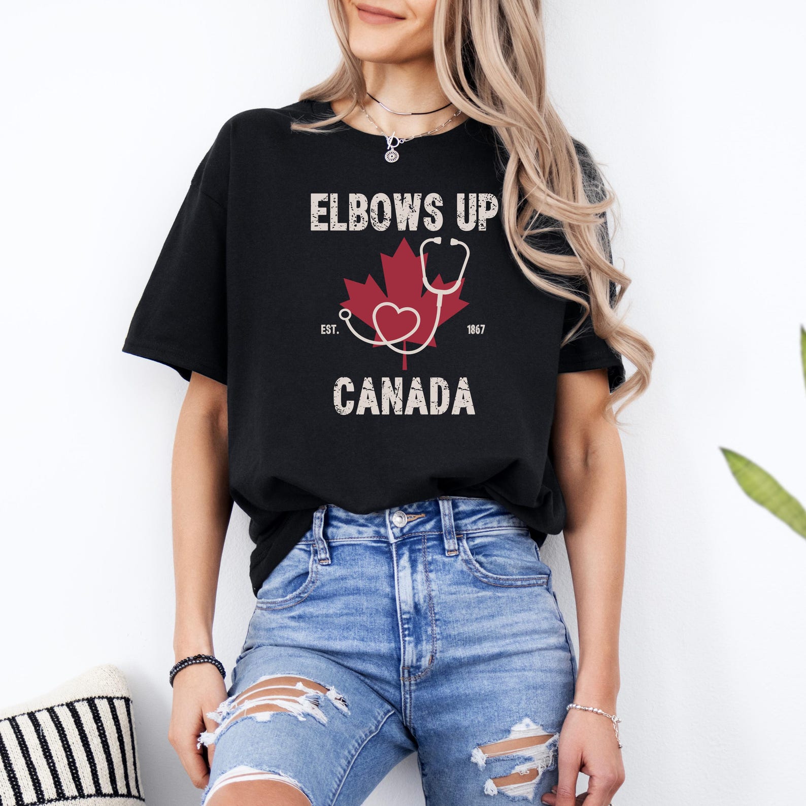 Elbows Up Canada Tee, Healthcare Worker T-Shirt, Nurse Shirt, Canada Day Shirt, Gift for Canadians, Proud Canadian, National Pride Clothing S