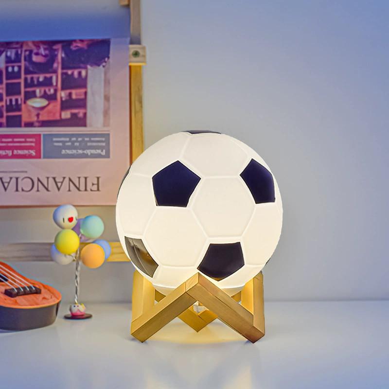 Ball Led Soccer Night Light Wood Base Lamp For Bedroom Use Decorations Gift