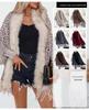 Leopard Print Fur Collar Knitted Cardigan: Autumn/Winter Batwing Sleeve Cape