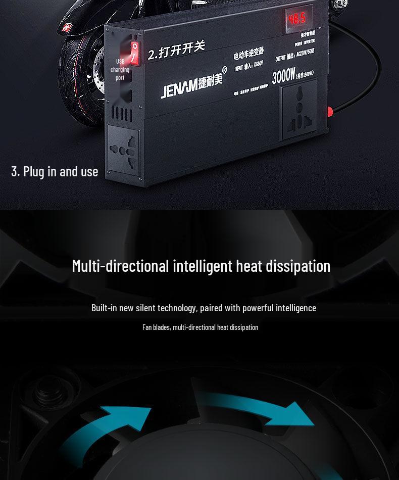 High-Power Electric Bike & Tricycle Inverter: 48V/60V/72V To 220V Universal Converter