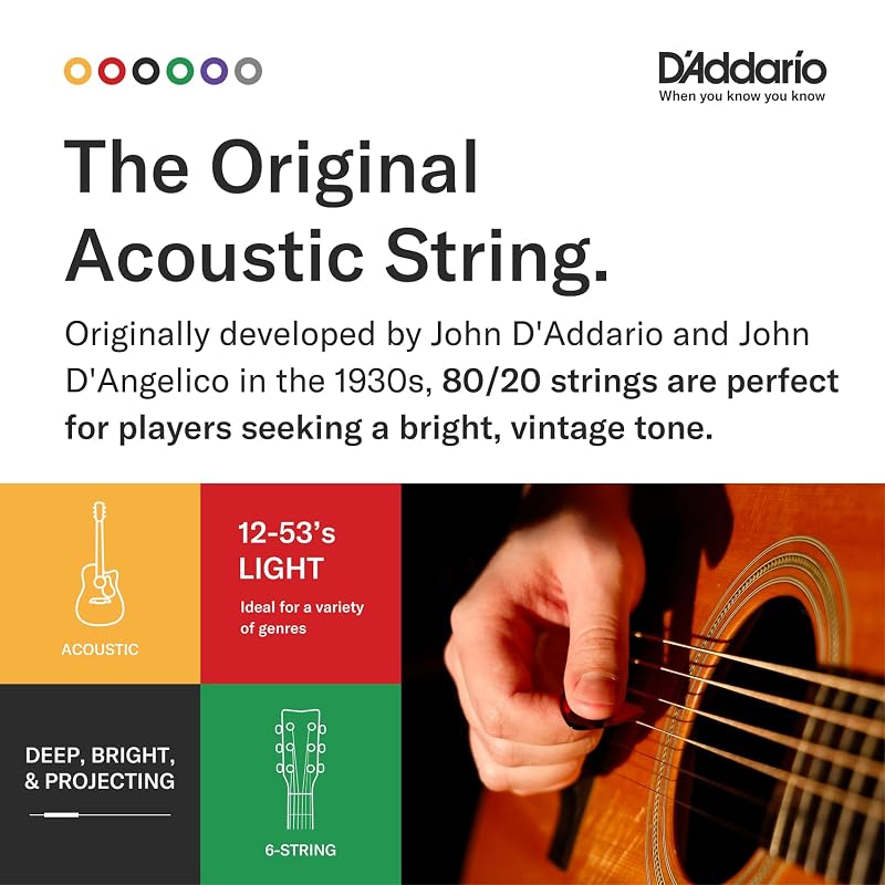 D'Addario Acoustic Guitar Strings 80/20 Bronze Extra Light .010-.047 EJ10 [Domestic Genuine Product]