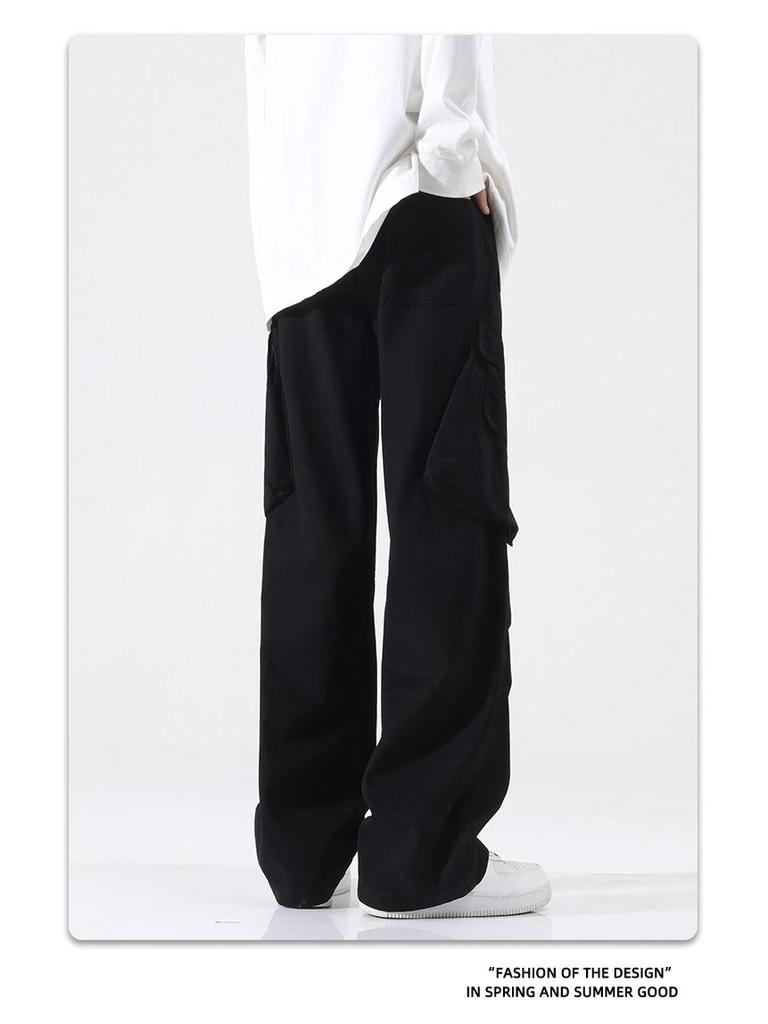 Herren Herbst 2024 Weitbeinige Plissee-Latzhose - Amerikanischer High Street Trend Freizeithose