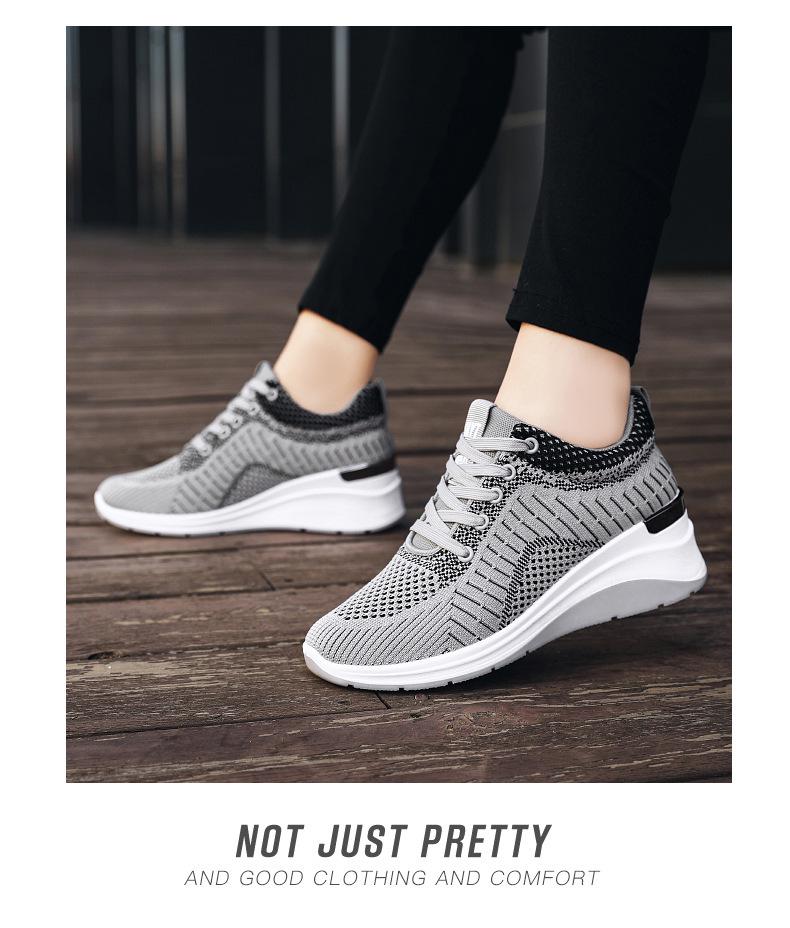 Women's Spring Breathable Thick Sole Sneakers with Hidden Lift
