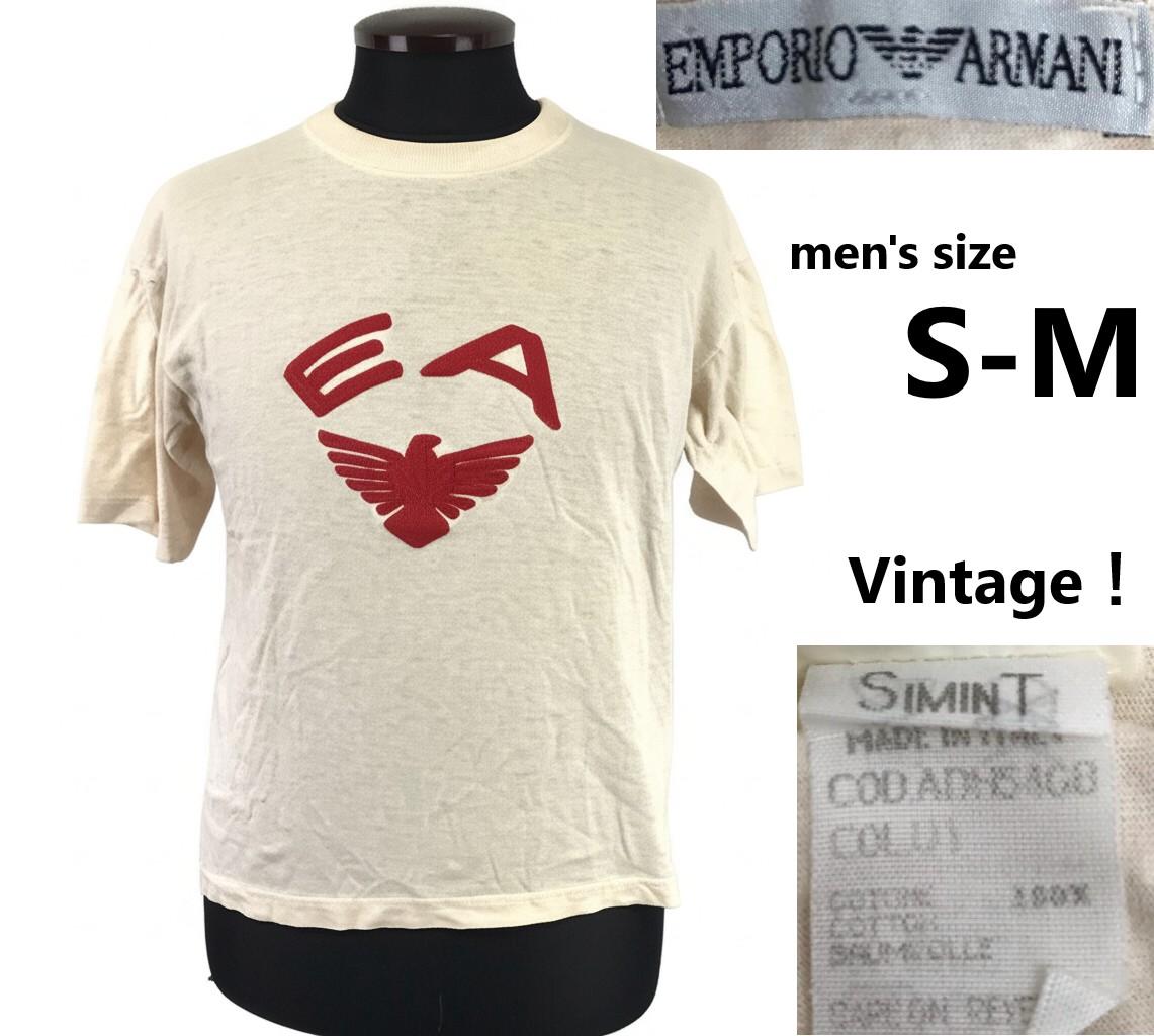 Vintage Emporio Armani EA Short Sleeve T-Shirt Men’s S Ivory Made in Italy(USED)