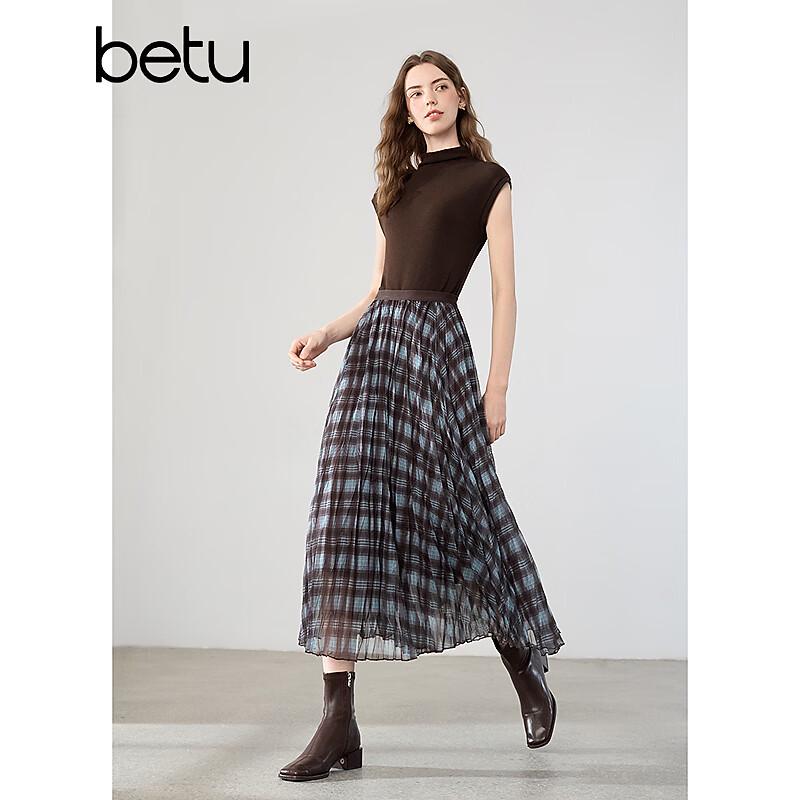 Betu Women's 2026 Spring Plaid A-line Skirt