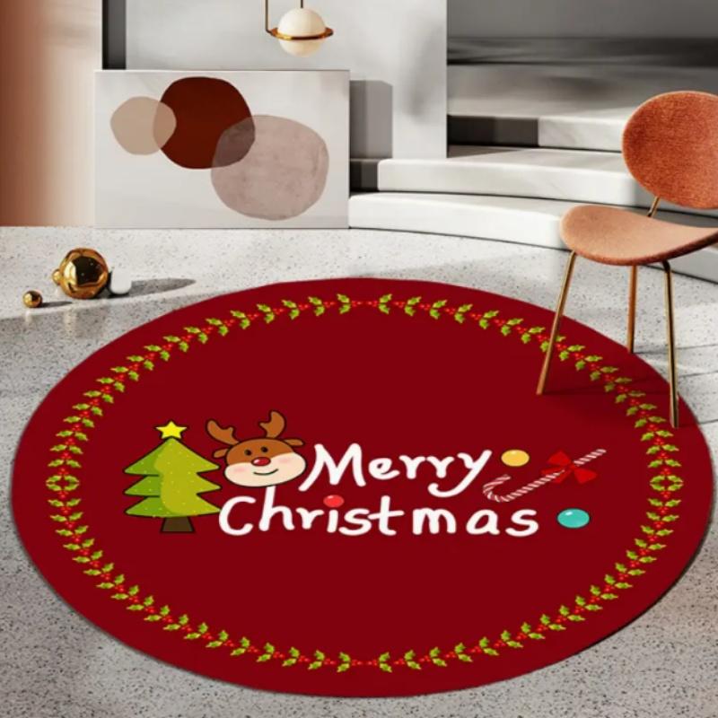 

2026 Christmas Rug Personalized Carpet Soft Flannel Rug For Room Anti-Slip Christmas Carpet For Home Decor Gift 2026 New Year Round 80x80cm