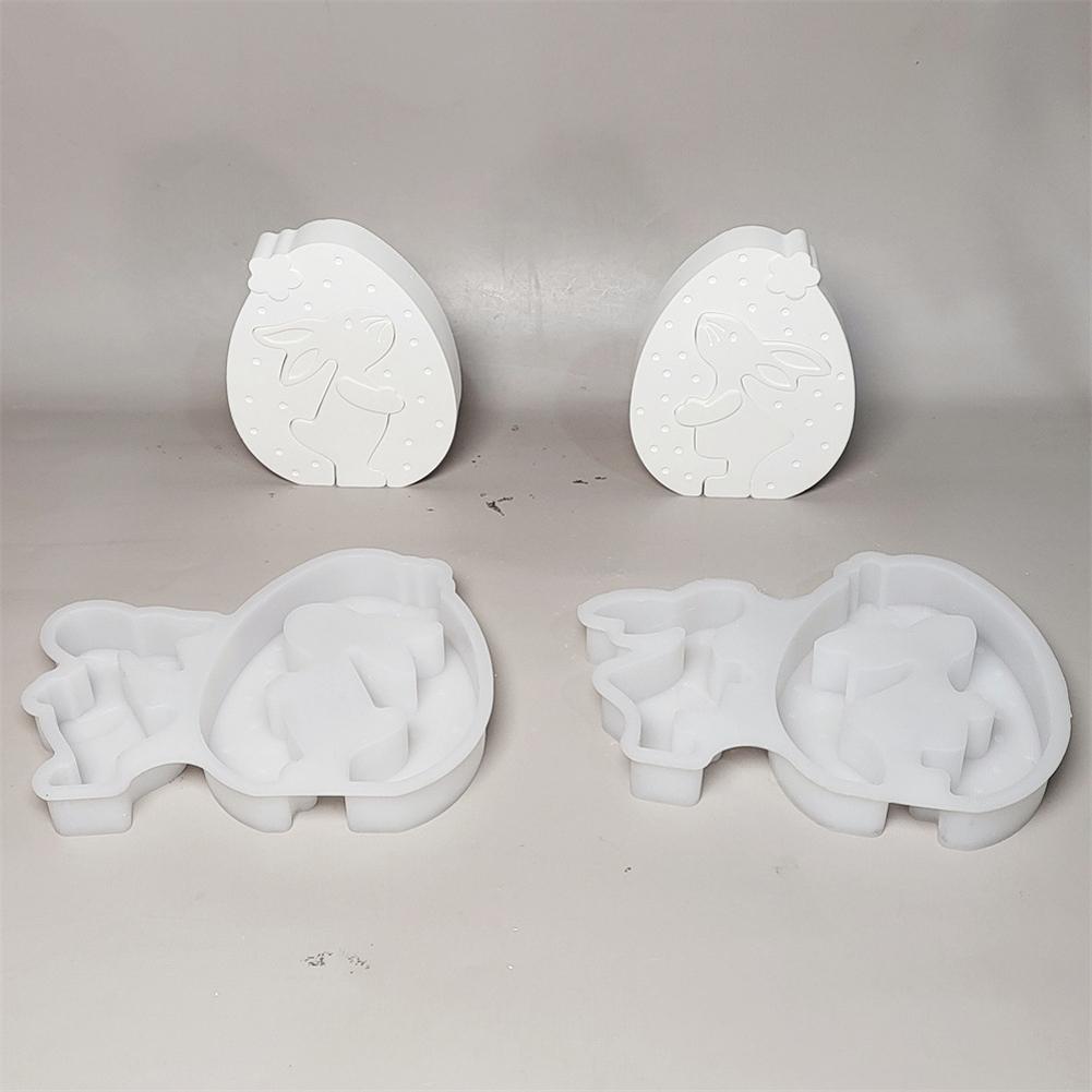 Silicone Easter Rabbit Mould DIY Animal Statue Cement Mold Non Stick Easter Egg Bunny Mold Plaster Mould for Easter Party