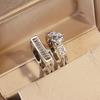 925 Silver Plated Cubic Zirconia Rings for Women Sparkling Square Engagement Wedding Band Set