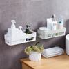 Wall-Mounted Bathroom Shelf No Drilling Adhesive Storage Rack Toiletries Modern Minimalist Plastic Organizer
