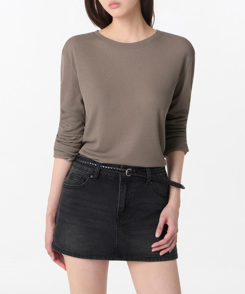 MUSINSA STANDARD WOMAN Women'S Linen-Like Long-Sleeve Knit T-Shirt [Taupe]