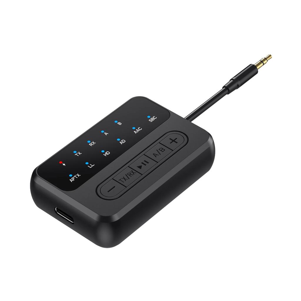 aptX Bluetooth Wireless Adapter Audio Transmitter Receiver 3.5MM AUX aptX-Adaptive AD/HD/LL AAC HiFi Multipoint For TV PC Car