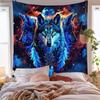 VIKAMA Fantasy Wolf Totem Tapestry Three Wolves Planet Feather Decor Nordic Bohemian Style Living Room Decor Room Accent