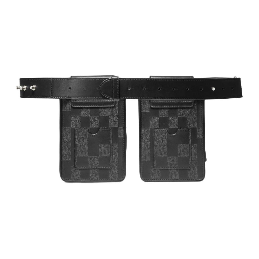New MICHAEL KORS MICHAEL KORS Luggage Collection Leather Cell Phone Pouch Crossbody Mini Bag Fanny Pack Unisex Black 32H1S9AC1B-987